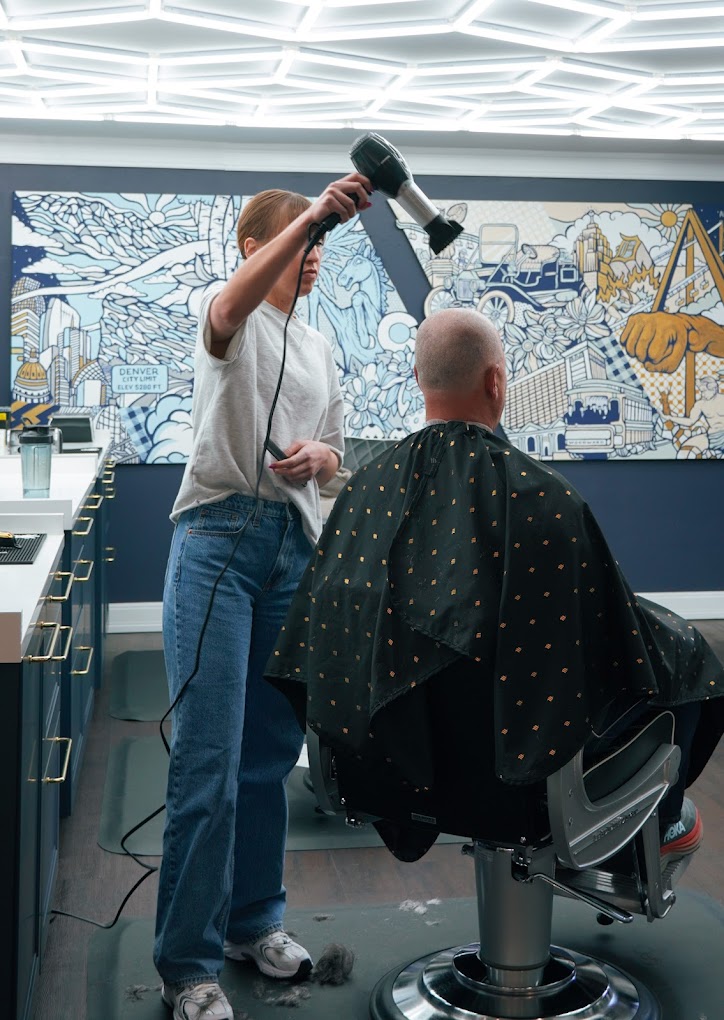 Professional skin fade haircut at Cherry Barbers Denver