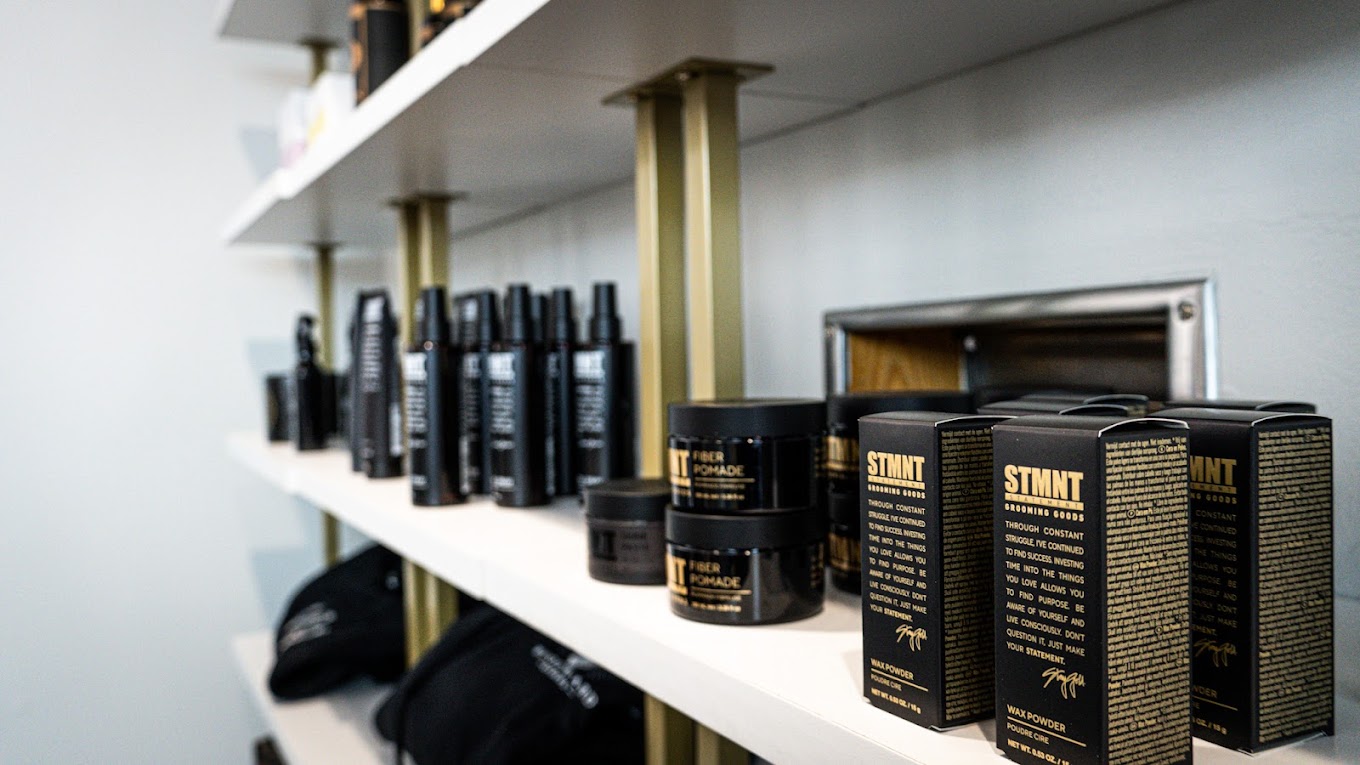 Premium grooming products at Cherry Barbers Denver