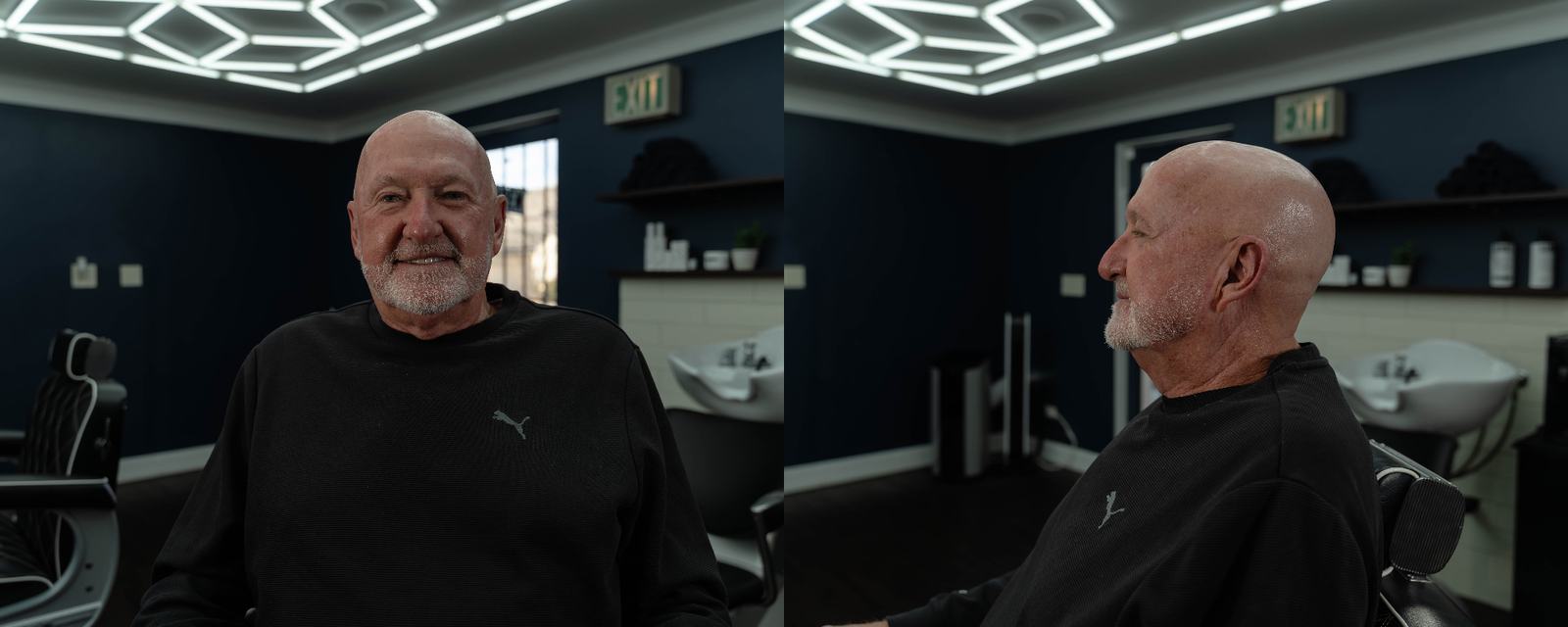 Head shave and beard trim service for men at Cherry Barbers top rated barbershop Cherry Creek Denver Colorado